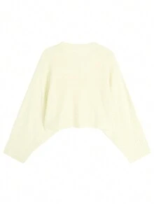 New Early Autumn Hot Girl Short Solid Color Long Sleeve Women's Knit Tops - Yellow - View 4