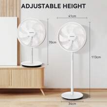 Aigostar Standing Fan Pedestal Fan, 16" Electric Oscillating And Tilting Floor Cooling Fan With Height Adjustable, 3 Speeds, Ideal For Home And Office, 45W, White - Brisk 01I36 - UK Plug(220-240V) - View 3