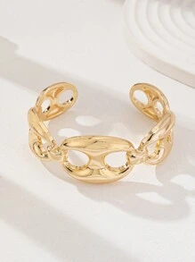 1 Pc Golden Color Minimalist Chunky Metal Cuff Bangle Bracelet For Women