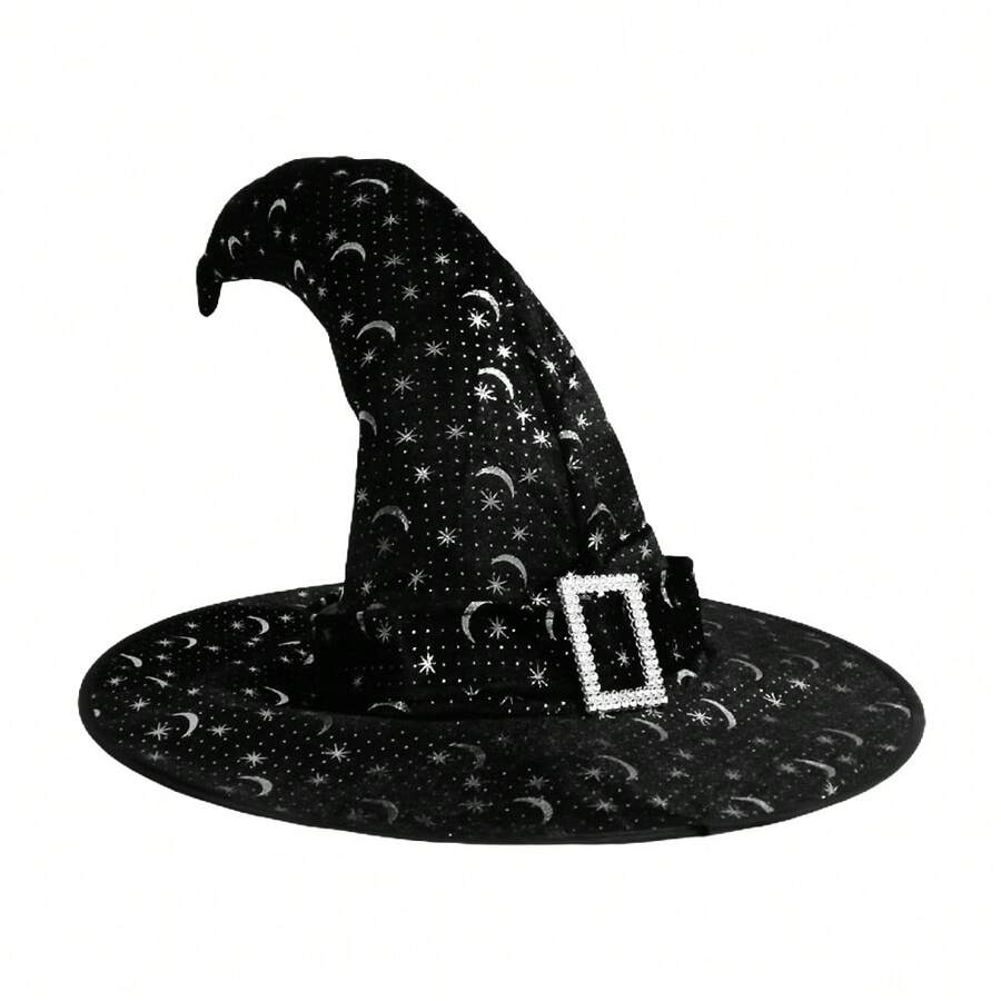 Black  Hat With Stars And Moon Silver Velvet - 彩色 - 查看 1