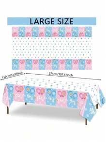 Tovaglia in plastica per annuncio del sesso del bebè (maschio o femmina), telo di sfondo, striscione, decorazione da parete, forniture per festa a tema blu o rosa per gender reveal, decorazioni per festa di nascità e regali per famiglia - Multicolore - Visualizzare 12
