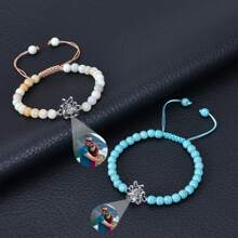 Hình ảnh tùy chỉnh được cá nhân hóa In hình chân chó & Vòng tay bện bằng đá tự nhiên Quà tặng ngày tưởng niệm - phong cách 4 - Xem 5