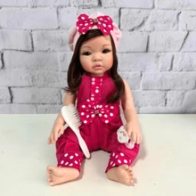 Bebê Reborn Baby Boneca Menina Cabelos Castanhos com Enxoval Completo - Pink - Visão 5