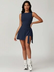 MASKERT Women's Tank Top, Jumpsuit, Sports Yoga Dress, Fitness Commuting, High Elasticity, Comfort, Skin Friendly, High Elasticity Dress - 藏蓝色 - 查看 7