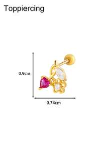 Toppiercing 1 chiếc khuyên xỏ hình trái tim bằng thép không gỉ hình bướm đính đá Zirconia phiên bản Hàn Quốc thời trang cho ngày lễ tình nhân, mẹ, mẹ, ngày của mẹ, quà tặng - Nhiều màu - Xem 25