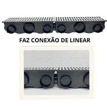 Ralo Linear Completo Modular Alumínio 15x50 com Tela Anti Insetos e Coletor Plástico com 11 Saídas Borda de Piscina - Preto - Visão 8