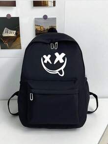 1 pieza Mochila escolar de gran capacidad, de moda para volver al colegio, mochila multifuncional con mochila de cintura, bolso de combinación, unicolor, de nailon, ajustable, con múltiples bolsillos, mochila para libros, ligera y portátil, con cremallera, perfecta para graduados, adolescentes, viajes al aire libre, escuela secundaria y universidad. Estampado aleatorio, estilo gótico punk steampunk y fantasma de Halloween para adolescentes, estudiantes universitarios y chicas de fiesta. - bolso escolar impreso - Ver 8