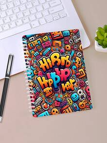 1 pieza Cuaderno recargable con portada de patrón de arte de Hip Hop Rap de 120 páginas, creativo diario desmontable, adecuado para estudiantes y oficina. - Multicolor - Ver 4