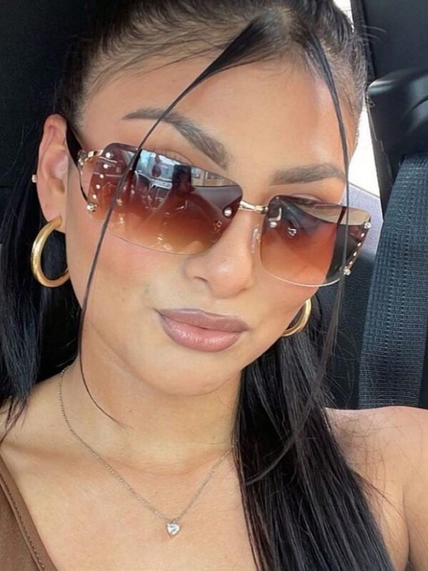 1 Stück Retro rahmenlose quadratische Strass-Brille Y2K süß cool Mode Brille Straßenmode Brille Strandzubehör für Frauen Brillen Sonnenbrillen Valentinstag Valentinstag Y2KFest MusicFest für Sommerurlaub, Outdoor, Reisen