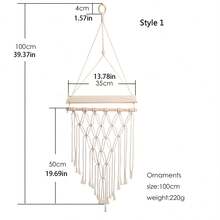 1 st Macrame Vägghängande Växtdekor Hylla Inomhus Utomhus Flytande trähylla Dekorativ, handgjord rep Boho-hyllor för växter - Multifärgad - Visa 7