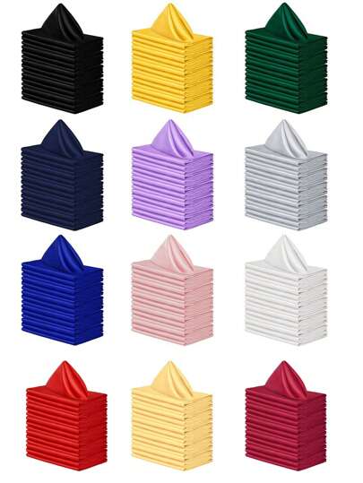 High-Quality Satin Napkins, Soft And Square Shaped, Ideal For Dinner Parties, Wedding Receptions, Festive Table Decoration