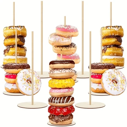 3pcs Wooden Donut Stand - Perfect For Birthday, Wedding, And Party Decorations, Wedding And Birthday Supplies, Home And Party Decorations