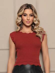 Women Knit Tops - Redwood - View 5