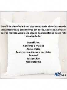 1 Um Refil Almofada Enchimento Fibras Aparadas Virgens 50x50cm Ideal Para Sala e Quarto Bem Cheia e Macia - Branco - Visão 2