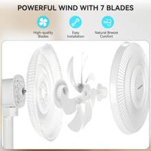 Aigostar Standing Fan Pedestal Fan, 16" Electric Oscillating And Tilting Floor Cooling Fan With Height Adjustable, 3 Speeds, Ideal For Home And Office, 45W, White - Brisk 01I36 - UK Plug(220-240V) - View 5