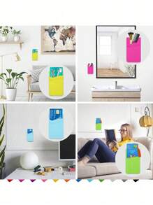 手机钱包 粘贴式手机卡夹 适用于手机背面 1/2 口袋 硅胶粘性信用卡手机套 手机钱包 硅胶粘性手机卡夹 粘贴式手机壳 手机口袋 卡夹 适用于大多数手机 手机吸盘卡套 女士钱包 迷你钱包 Magsafe 钱包 卡片钱包 - 彩色 - 查看 3