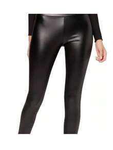 Faux Leather Pants Lined Matte 's Leggings XXL - màu đen - Xem 5