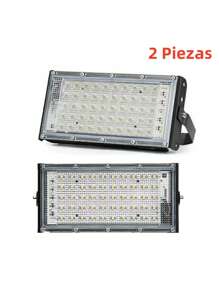Paquete 2 Pieza Reflector Led Exteriores Luminario Ultra Delgado 50 Watts 110v Luz Blanco Frío, Resistente Al Clima, Ahorro de - Negro - Ver 1