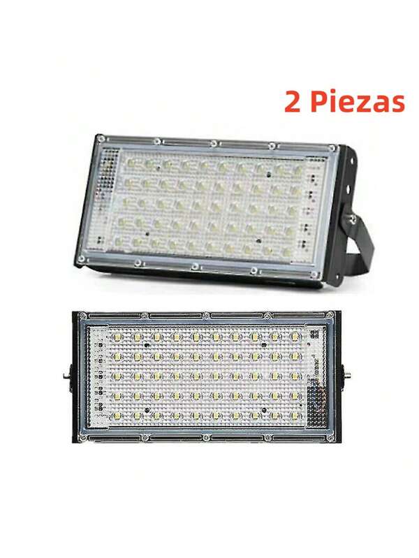 Paquete 2 Pieza Reflector Led Exteriores Luminario Ultra Delgado 50 Watts 110v Luz Blanco Frío, Resistente Al Clima, Ahorro de