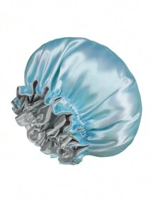 Awegeo Red de dormir para mujer de doble capa de satén y spandex con un solo color y borde ondulado, gorra de dormir elegante y cómoda, transpirable y suave, adecuada para dormir y cuidado del pelo - A - Ver 18