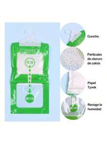 Bolsas para colgar deshumidificador de clóset, 8 paquetes de amortiguador de humedad, desodorante a prueba de humedad, uso desecante para cocina, baño, clóset, deshumidificador de clóset - Blanco - Ver 3