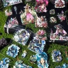 20Pcs/Book Sticker Book, Magic Manual Series, Exquisite Fantasy Magic Theme And Flower Stickers, Die-Cut And Easy To Tear, Scrapbook Supplies, Decorative Notebook Photo Frame Phone Case Water Cup Garbage Magazine DIY Back To School - Multicolor - View 3