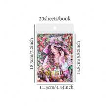 20Pcs/Book Sticker Book, Magic Manual Series, Exquisite Fantasy Magic Theme And Flower Stickers, Die-Cut And Easy To Tear, Scrapbook Supplies, Decorative Notebook Photo Frame Phone Case Water Cup Garbage Magazine DIY Back To School - Multicolor - View 2