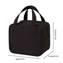 1入組個性化姓名午餐帶袋，輕便環保保溫午餐帶袋，食品手提袋盒配備升級厚實提手適用於男女，高容量旅行工作野餐袋 - 黑色 - 查看 4