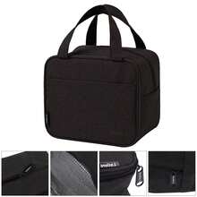 1入組個性化姓名午餐帶袋，輕便環保保溫午餐帶袋，食品手提袋盒配備升級厚實提手適用於男女，高容量旅行工作野餐袋 - 黑色 - 查看 6