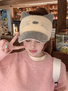 1pc Women's Winter Baseball Cap, Cute Cat Shape, Knitted Woolen Hat, Versatile Warm Baseball Cap, Suitable For Daily Use - Multicolor - View 16