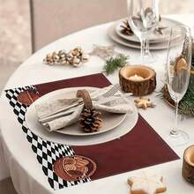 4入組復古食物圖案餐墊，廚房餐桌餐墊，裝飾配件，耐熱餐墊，房間裝飾，餐桌裝飾，適用於家庭、餐廳、露營、派對和其他場所 - 彩色 - 查看 5