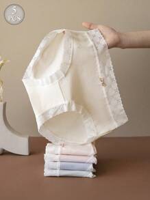 Teen Girl 5pcs Comfortable, Antibacterial, Breathable, Seamless, Bowknot Briefs