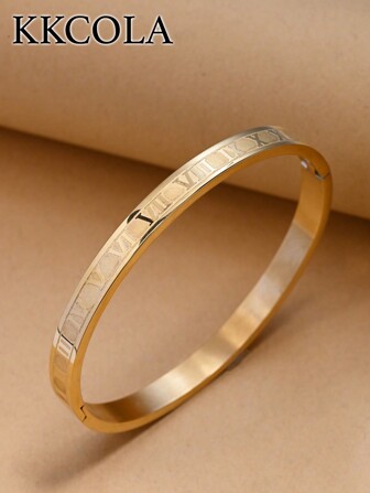 KKCOLA 1 st romerska siffror detalj armring, rostfritt stål smycken