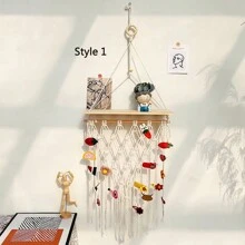 1 st Macrame Vägghängande Växtdekor Hylla Inomhus Utomhus Flytande trähylla Dekorativ, handgjord rep Boho-hyllor för växter - Multifärgad - Visa 14