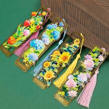 1PC Highly Attractive Level Flower Metal Bookmark, Rose Sunflower Hydrangea Tulip Creative Souvenir Hollow Fringe Metal Bookmark, Hollow Bookmark Party Small Gift - Multicolor - View 11