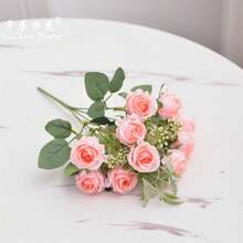 1 件人造玫瑰和花束，10 头玫瑰花假花，带黄杨叶茎，绿植装饰，适用于 DIY 花墙、场景布置、客厅和卧室花瓶插花、婚礼、派对、家居装饰、办公桌装饰。女性礼物、情人节母亲节礼物、房间装饰 - StyleA - 查看 7