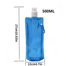 1入500ml戶外可攜帶掛扣式飲水袋，攀登用軟水袋，環保、輕巧、可摺疊，適合戶外露營、遠足、跑步、馬拉松、旅行使用，攜帶方便的掛扣式水袋 - 彩色 - 查看 9