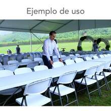 Mesa Plegable Chica De Plastico 120cm Para Jardin Blanco - Blanco - Ver 7