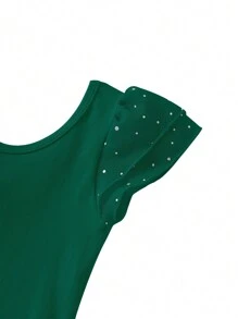 Young Girl Ballet Gymnastics Leotard With Criss-Cross Tutu Skirt - Army Green - View 4