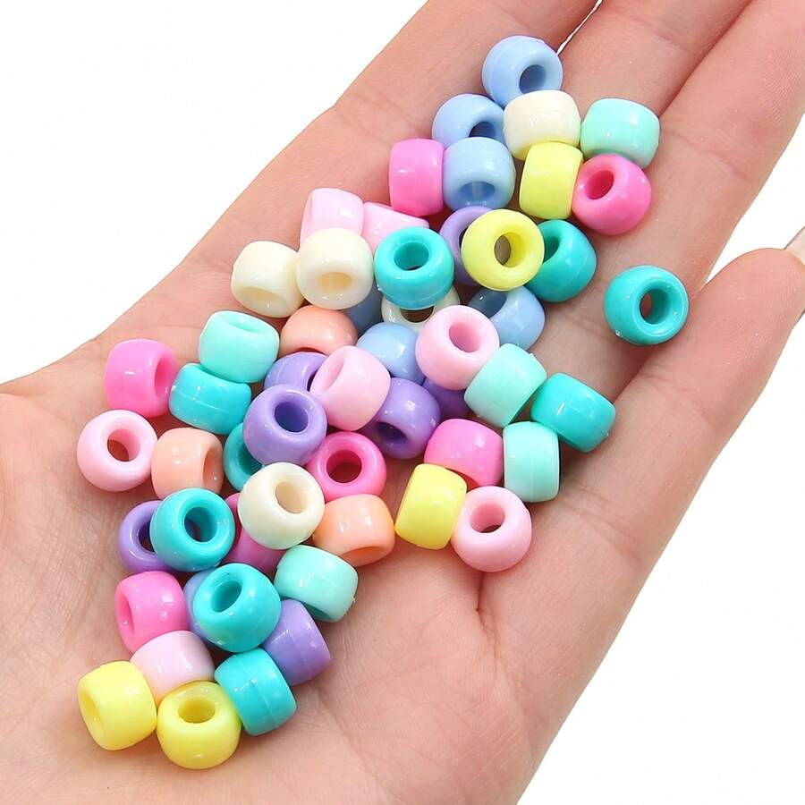 100pcs 6x9mm Mixed Color Acrylic Bucket Beads Small Horse Beads, Used