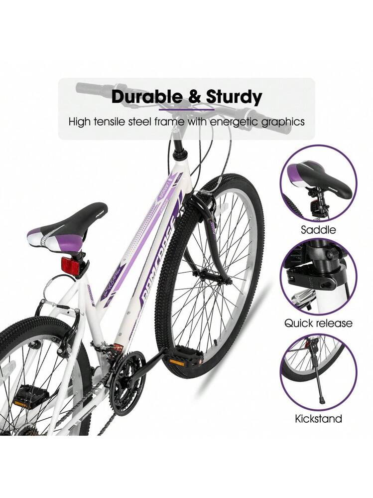 CampingSurvivals 24 Inch Mountain Bike, 21-Speed, High Carbon Steel Frame, Disc Brakes, Adult