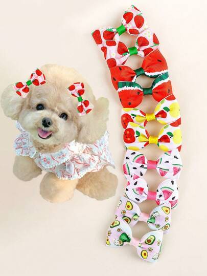 10 قطعة من أشرطة الشعر غروسغرين للكلاب والقطط، مشابك ربطة الكلب الصغيرة مع نمط البطيخ والفراولة، ربطات الصغيرة لجرو اليوركشاير، تدليك الفراء الخاص بالحيوانات الأليفة، أكسسوارات الحيوانات الأليفة.