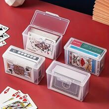 1pc/2pcs Poker Card Storage Box, Suitable For Poker Game Cards, Business Card Storage Cards - Small Building Block Toys, Miscellaneous Storage, Easy To Store, Household Storage Supplies - Very Suitable For Beads, Game Pieces, Business Cards And Craft Supplies - With Lid - Modern Plastic Storage Box With Double Buckle Closure, Suitable For Cards, Stationery And Cosmetics - Suitable For Desktop Organization, - Multicolor - View 4