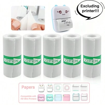 Papel de impresión autoadhesivo, 5/10 rollos de pegatinas de impresora térmica inalámbrica portátil, adecuado para papel de impresora mini y la mayoría de las cámaras de impresión instantánea