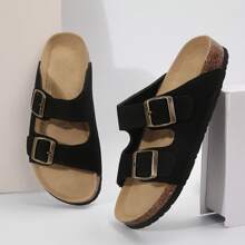 Women's Cork Insole Sandals,Soft Sandals,Adjustable Buckle Non-Slip Sandals - 黑色 - 查看 3