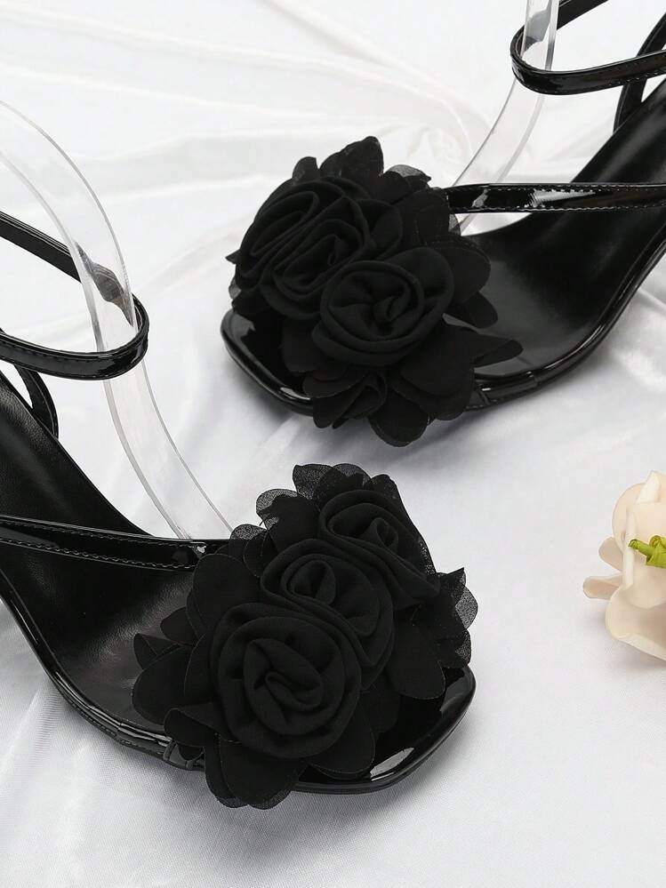 2pcs French Romantic Rose Flower Shoe Clips, Fit For High Heels, Loafers, Sandals, A Delicate Gift For Friends Or Girlfriend - Black - View 2