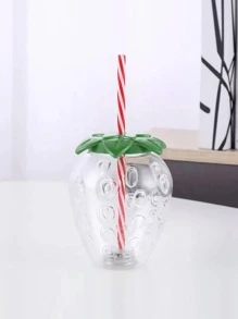 1入超可愛草莓造型帶蓋吸管杯 - 可愛便攜式牛奶茶水果杯，適合派對和外出飲用 - 彩色 - 查看 8