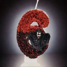 1 pieza Decoración de pastel de Halloween, velas digitales, decoración de pastel de murciélago negro fantasma de alta gama, suministros para fiesta de fotografía de atmósfera - multicolor - Ver 8