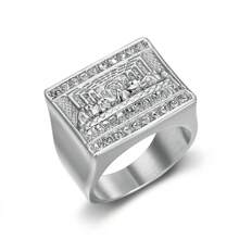 1 pieza Nuevo anillo de acero de titanio HIPHOP chapado en oro con famosa pintura mundial para hombre, joyería de acero inoxidable - Accesorios de acero inoxidable - Ver 4