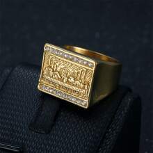 1 pieza Nuevo anillo de acero de titanio HIPHOP chapado en oro con famosa pintura mundial para hombre, joyería de acero inoxidable - Accesorios de acero inoxidable - Ver 5